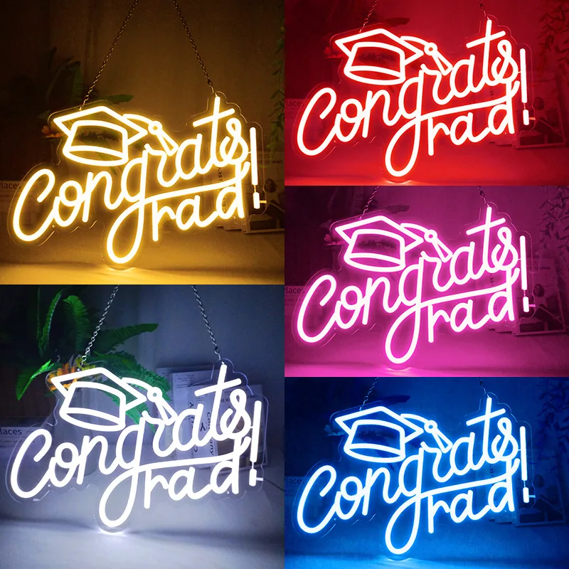 

Congrats Neon Sign USB Plug Powered Acrylic LED Lighting Neon Signs For Graduation Party Office Bedroom Wall Decor Lamp Gift