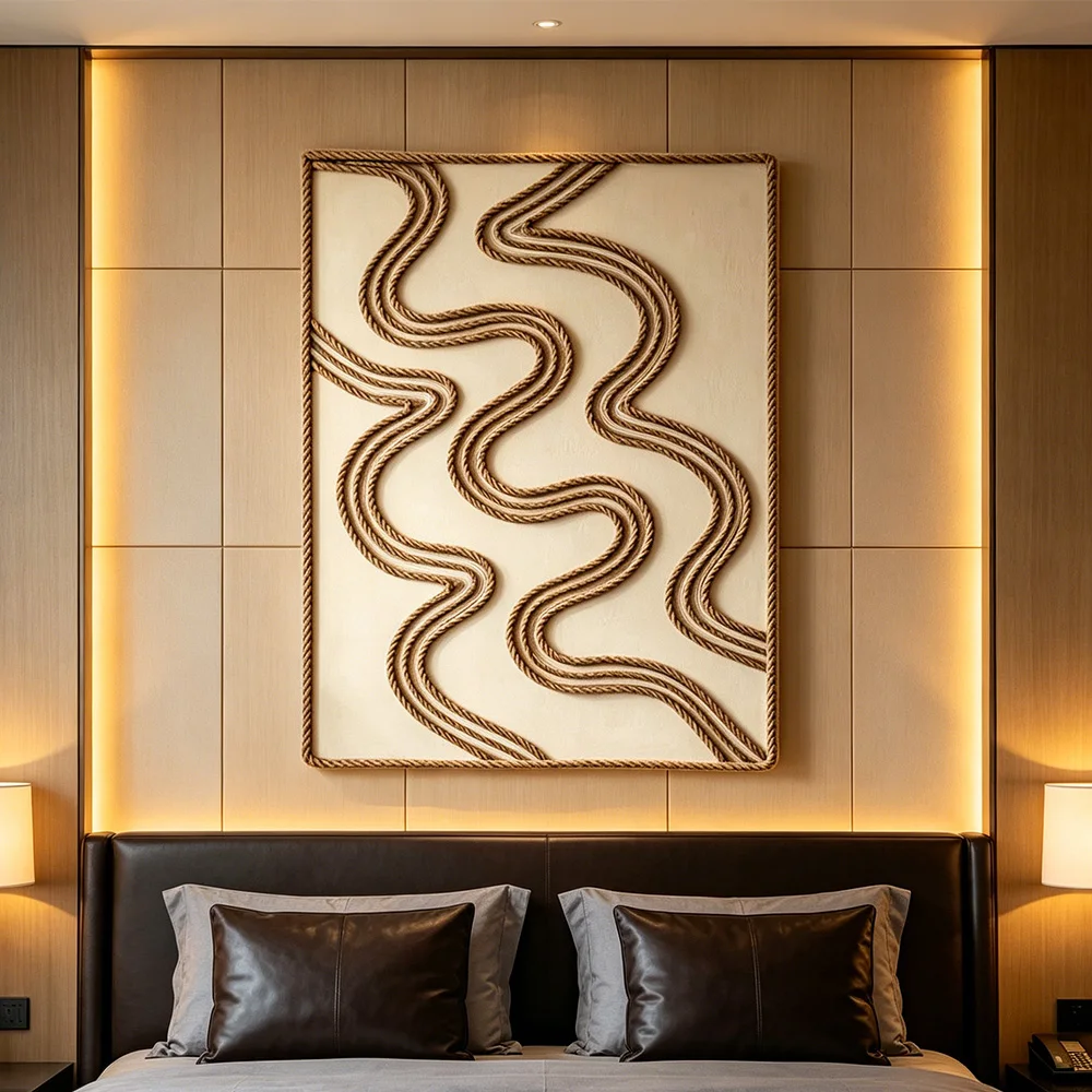 pp#Large Scale Handwoven Cotton Fiber Macrame Framed Wall Art for Neutral and Contemporary Luxury Spaces%