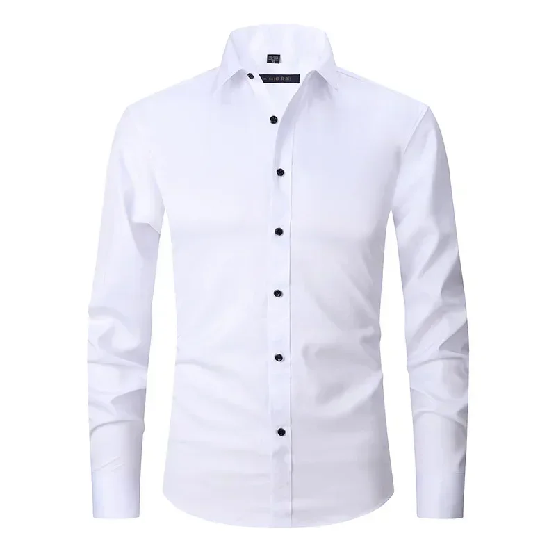 Frühling Männer soziales Hemd schlanke Business-Hemden männliche Langarm lässig formale elegante Hemd Blusen Tops Mann Marke Kleidung