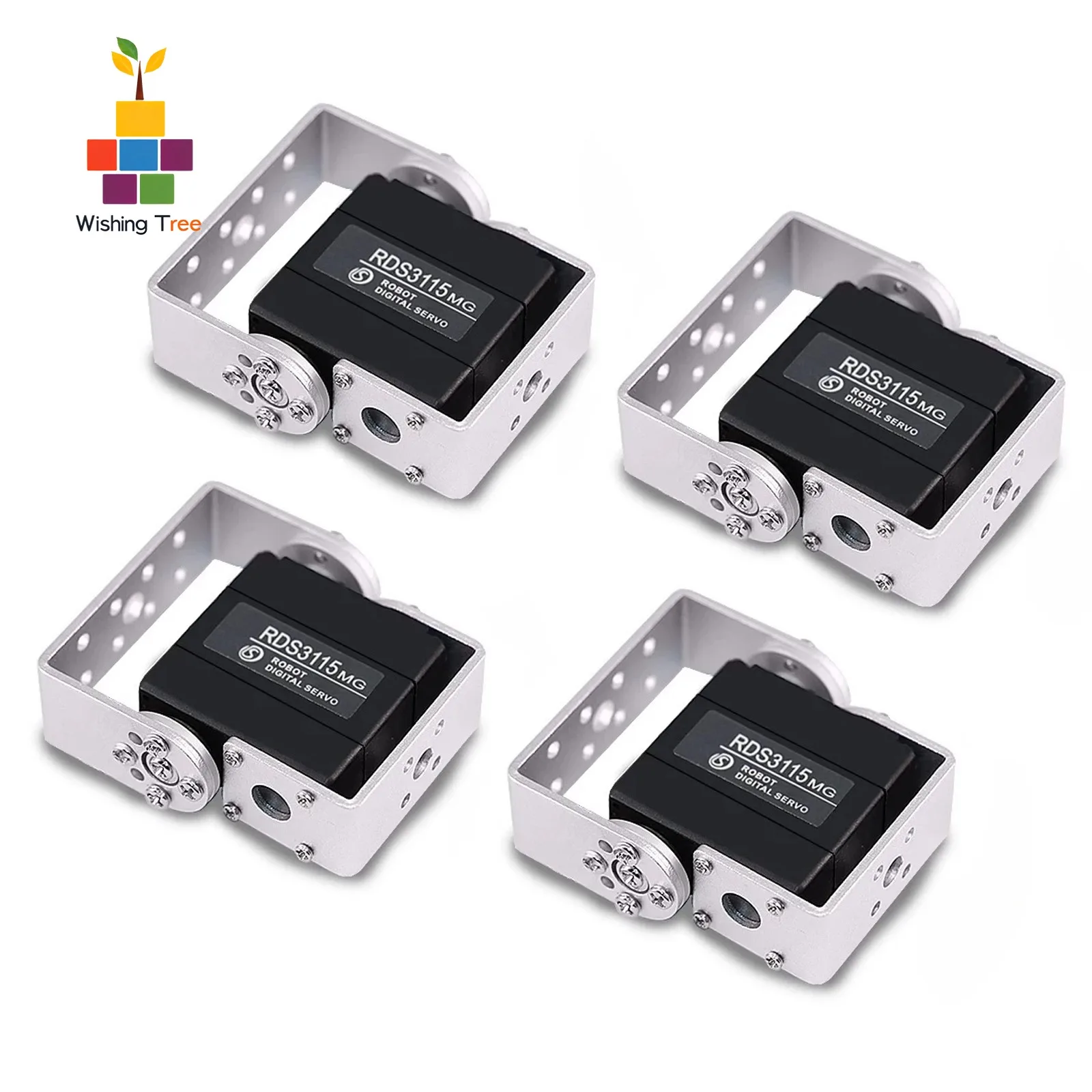 4 peças 17kg servo digital alto torque 180/270 graus engrenagem de metal biaxial para robô barco rc rds3115mg