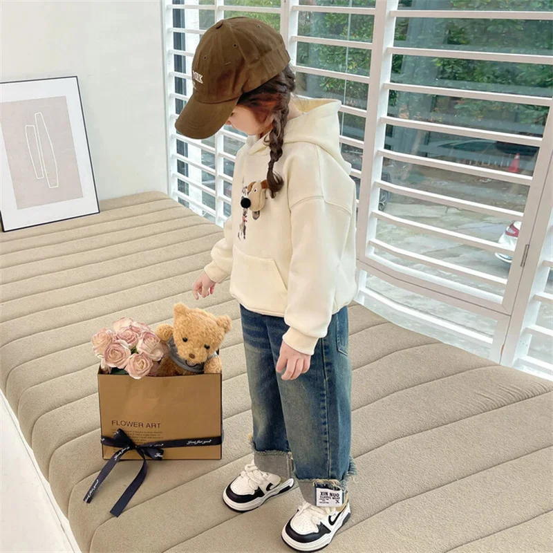 

Hoodies Sweatshirts Girls Cotton Tops Overcoat Outwear 2025 Hooded Winter Autumn Kids School Christmas Gift Children's Clothing