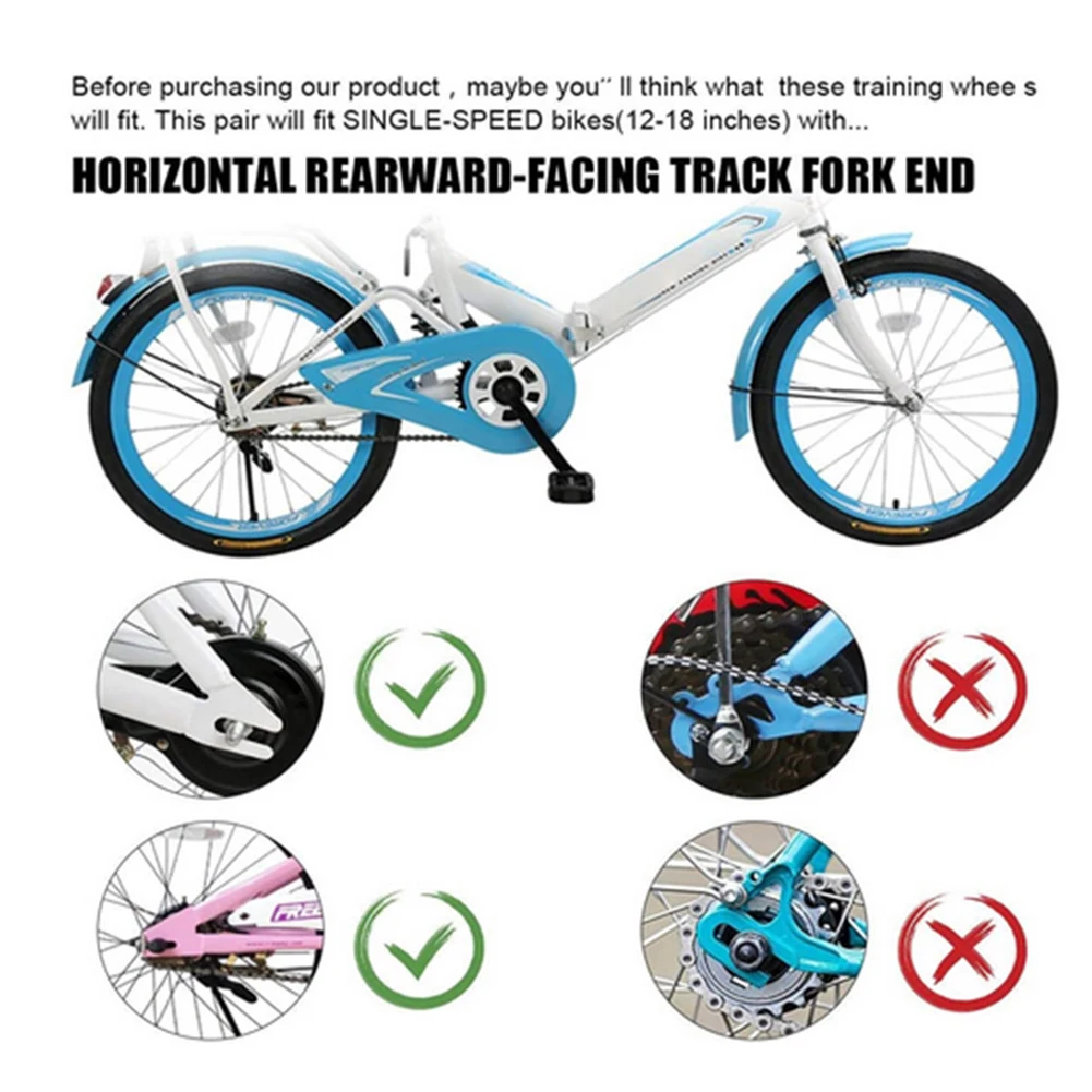 Bicycle Training Wheels Flash Mute Wheel for 12 14 16 18 20 in Children Single Speed Bikes