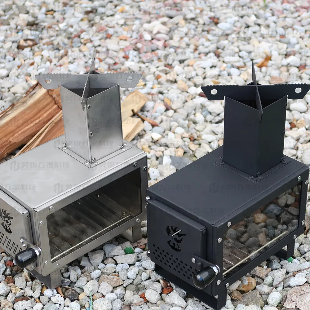 Outdoor Stainless Steel Portable Firewood Stove Charcoal Stove Camping Folding Windproof Stove Picnic Firewood Stove Mini Stove