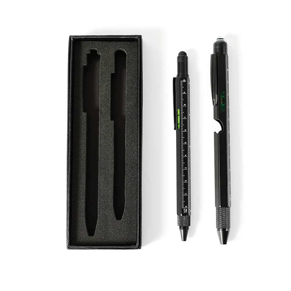 Imagem -02 - Multi-tool Caneta Led para Homens Caneta Tática Stylus Régua Nível Abridor de Garrafas Chave de Fenda Esferográfica Papai Presentes de Natal em 1