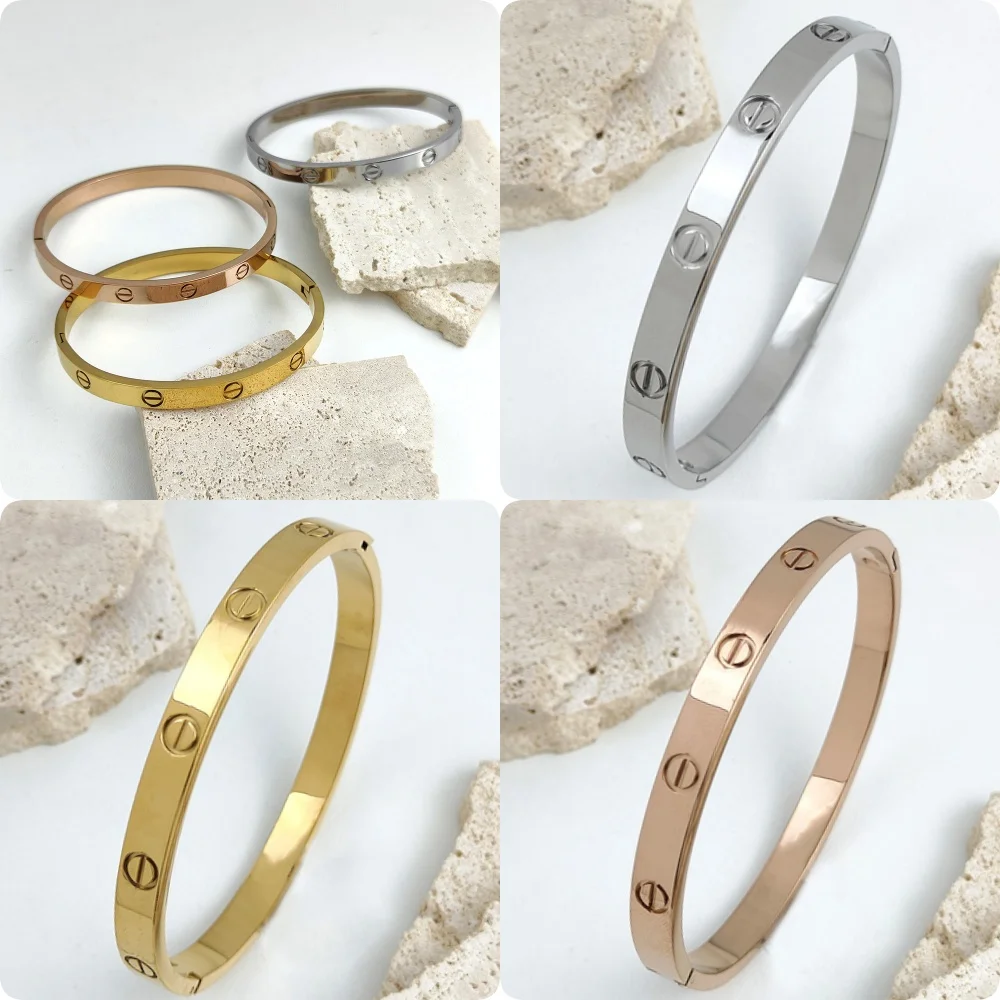 Stylish Certiar Eternity Ring Stainless Steel Gold Plated Bracelet, High Quality Waterproof Women's Bracelet, Couple Jewelry