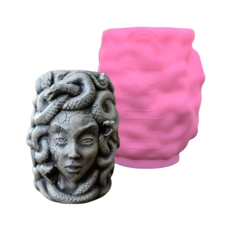 3D Snake Girl Silicone Flower  Mold Concrete Succulent Planter Resin Mold Pen Holder Epoxy Casting Mold DIY Tool