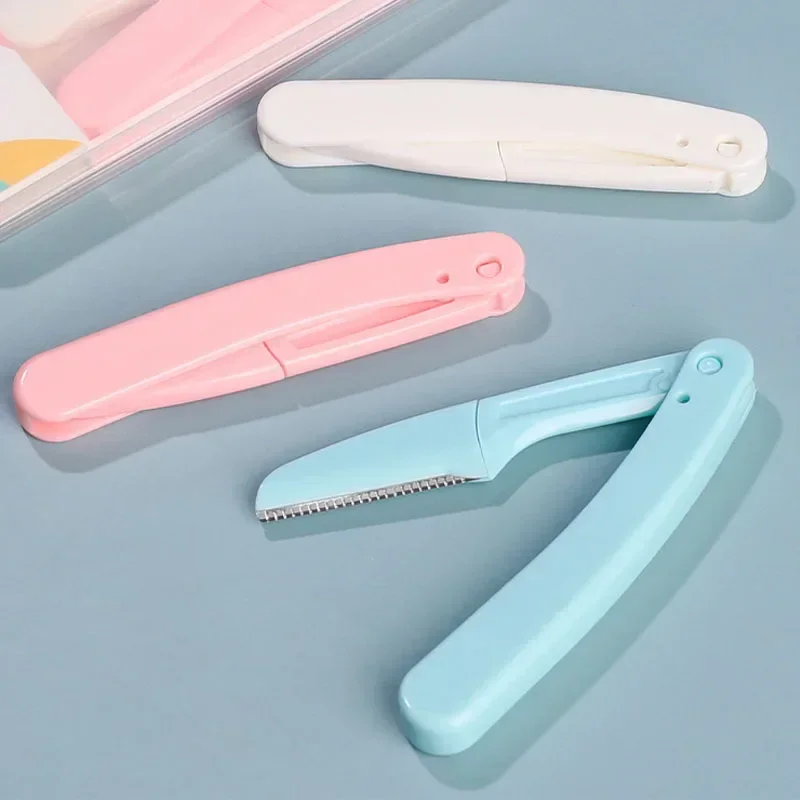 安全な折りたたみ式レディースフェイスシェーバー、眉毛トリマー、傷防止刃、メイクアップツール、眉毛トリマー、女性用フェイスシェーバー