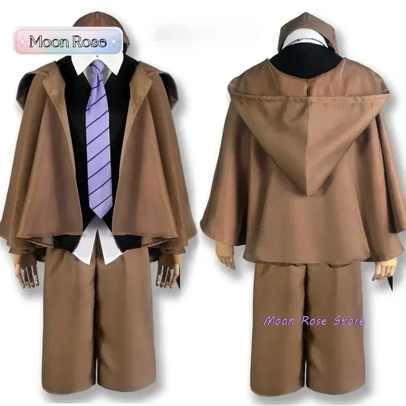 Edogawa Ranpo cosplay Bungo Stray Dogs Costume Detective Uniform Suit Edogawa Rampo Outfits with Hat for Halloween Comic Con