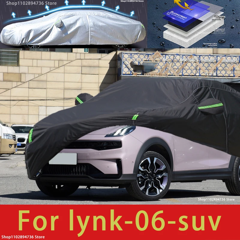 

For LYNK 06 fit Outdoor Protection Full Car Covers Snow Cover Sunshade Waterproof Dustproof Exterior black car cover