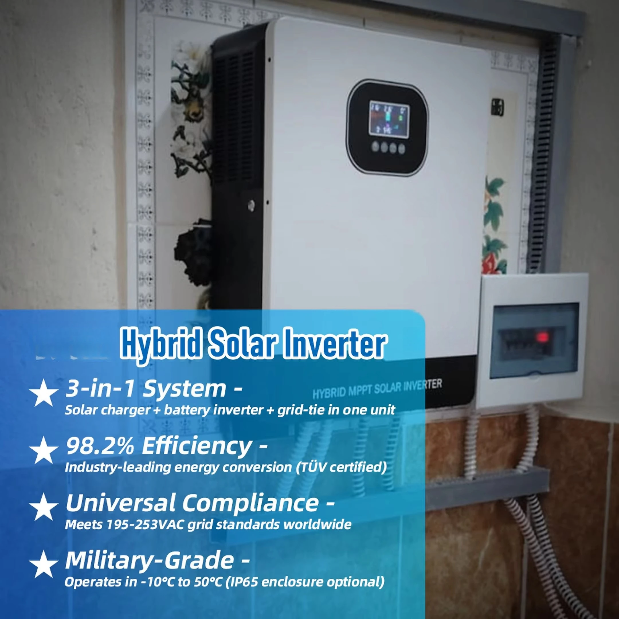 6.2kw 10.2kw Off-Grid Home Solar Power System Complete 10kw Inverter with MPPT Controller Lithium Ion Battery Ground Mounting