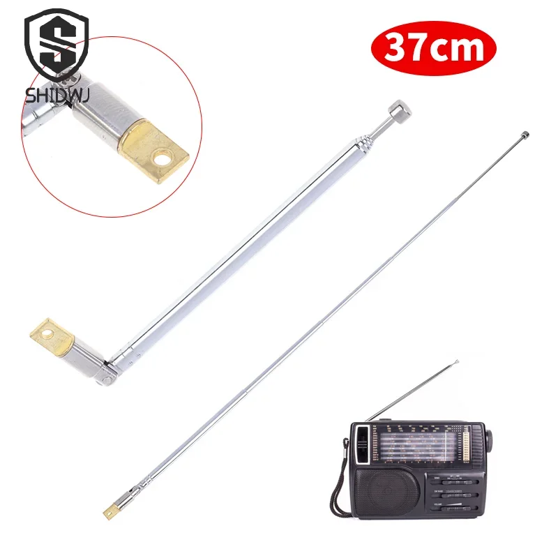 

1Pcs 37cm/30cm 4/5 Section Telescopic AM FM Radio Aerial Antenna Adapter Stainless Steel AM FM Radio Universal Antenna