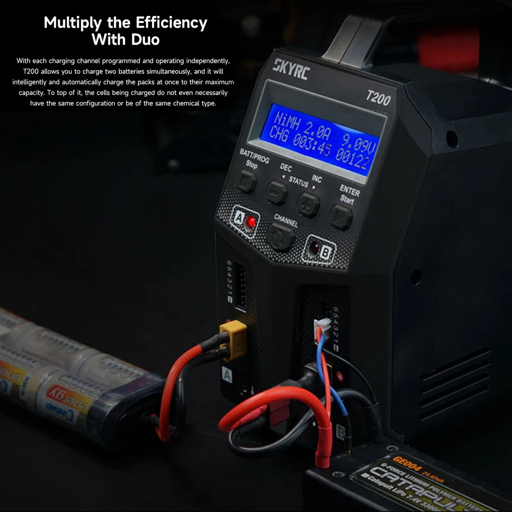 Black Power-Packed Performance Compact T200 Balance Charger For RC And Skyrc Lipo Battery