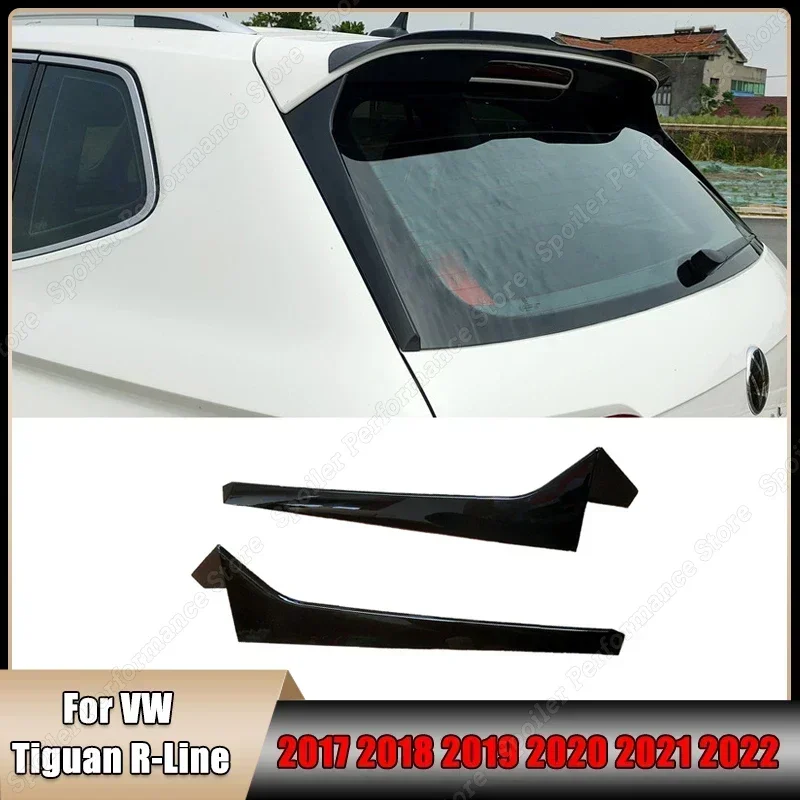 2PCS Glossy Black Car Rear Window Spoiler Side Wing For VW Tiguan R-Line 2017-2022 ABS Body Kit Splitter Cover Trim Accessories