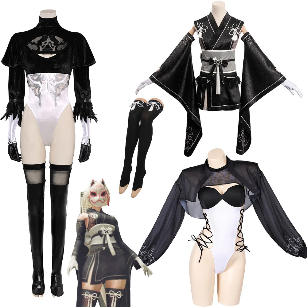 Female Role Playing Dress NieR Automata 2B Kimono Cosplay Costume Girl Lolita Outfits Halloween Carnival Party Play Suit