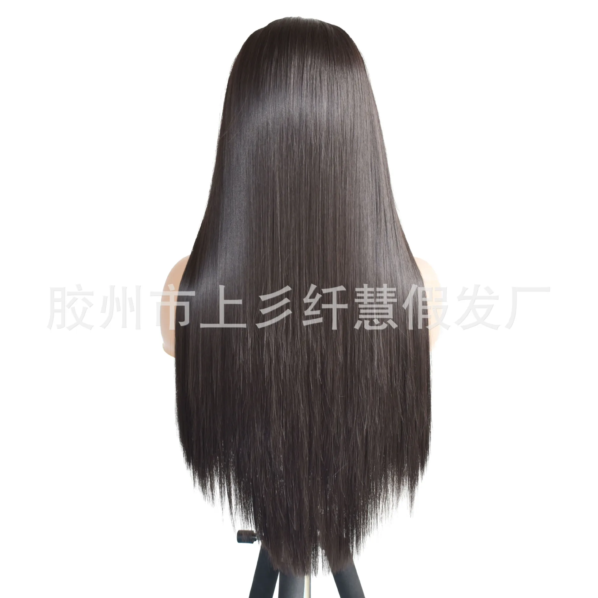 Synthetic Long Straight Lace Front Wig for Women Hand Tied Natural Black Brown Matte High Temperature Fiber Cosplay Costume