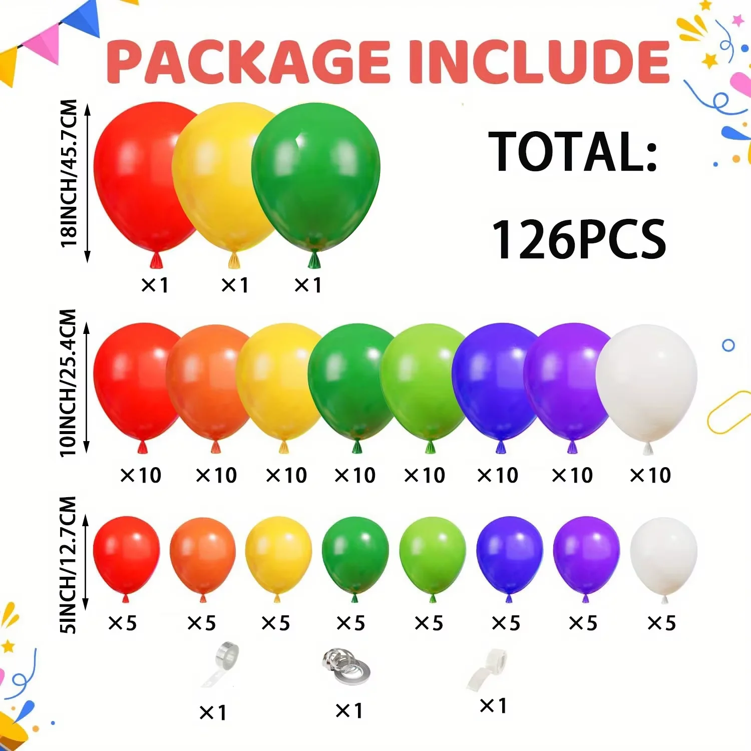 مجموعة قوس إكليل من بالونات قوس قزح مكونة من 126 قطعة مناسبة لحفلات أعياد الميلاد وحفلات الزفاف والخطوبة وديكور الذكرى السنوية #3