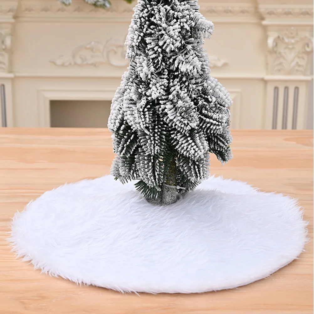 Round Area Rug Mini Christmas Tree Fluffy Skirt Skirts Chic Decorations White for