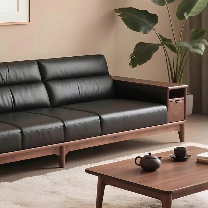Aesthetic Luxury Lazy Sofa Black Dark Minimalist Floor Leather Compressed Sofa Garden Cool Modern Muebles Para Hogar Furniture