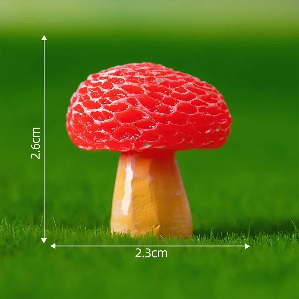 Tiny Mini Mushrooms Fairy Garden Mushrooms Colorful Mushroom Figurines Ornament For Home Decoration Supplies Plant Micro