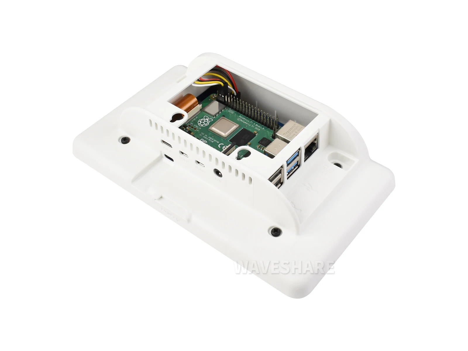 شاشة IPS تعمل باللمس بالسعة مقاس 7 بوصات لـ Raspberry Pi، مع حافظة حماية باللون الأسود/الأبيض، وواجهة DSI مقاس 1024 × 600