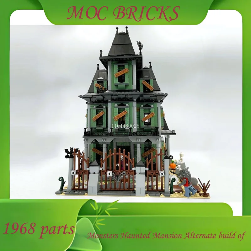 

Customize 1968pcs MOC Monster Fightersing Haunted Mansion Street View Eerie Modular Manor DIY Model Building Blocks Toys Gifts