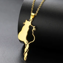 My Shape Lovely Cats Pendant Necklaces for Kids Cute Animals Kitten Charms Necklaces Stainless Steel Jewelry Valentine's Day