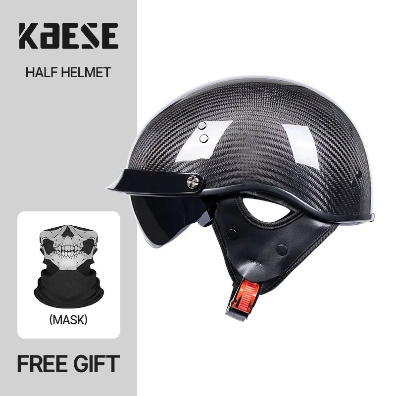 

Carbon Fiber Half Helmets For Motorcycle Vintage Open Face 1/2 Half Helmet Retro Motocross Motorbike Casco Moto Capacete Kask