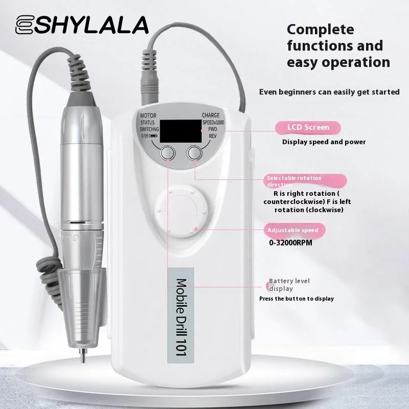 35000 RPM Rechargeable Nail Drill Machine Professional Portable Electric Manicure File For Nails Gel Polish Remove Grinding