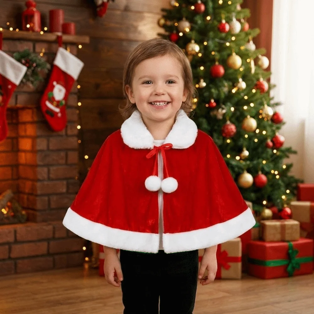 Simple Polyester Christmas Cloak Thick Women Ponchos Windproof Warm Santa Claus Costume Christmas Party Costume