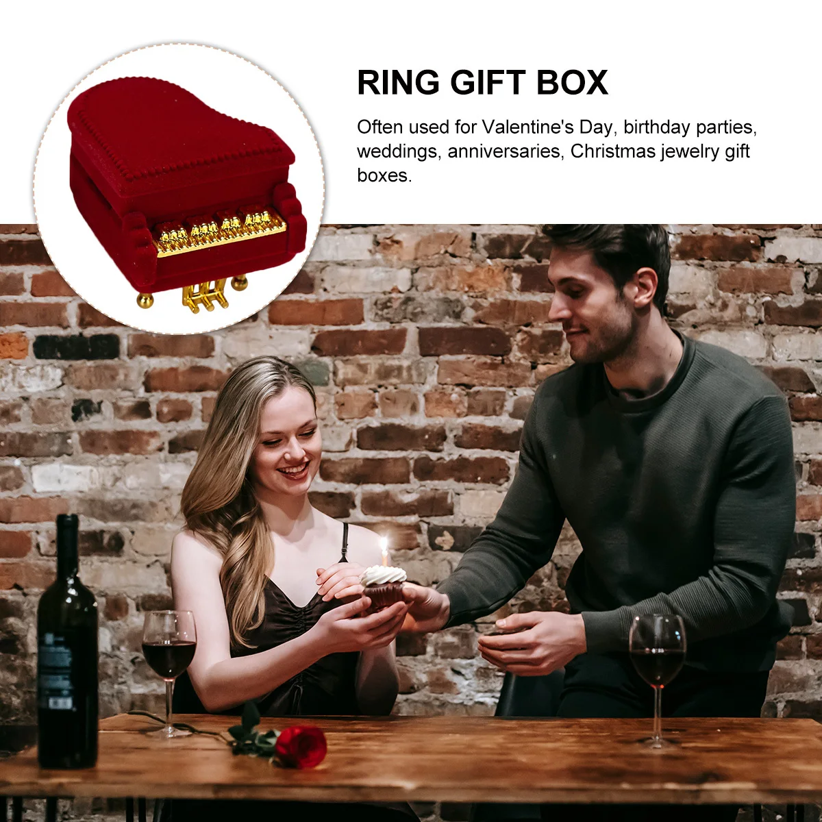 

Piano Shape Ring Box Elegant Jewelry Holder For Engagement Wedding Gift Packaging Portable Case For Women Ring Earring