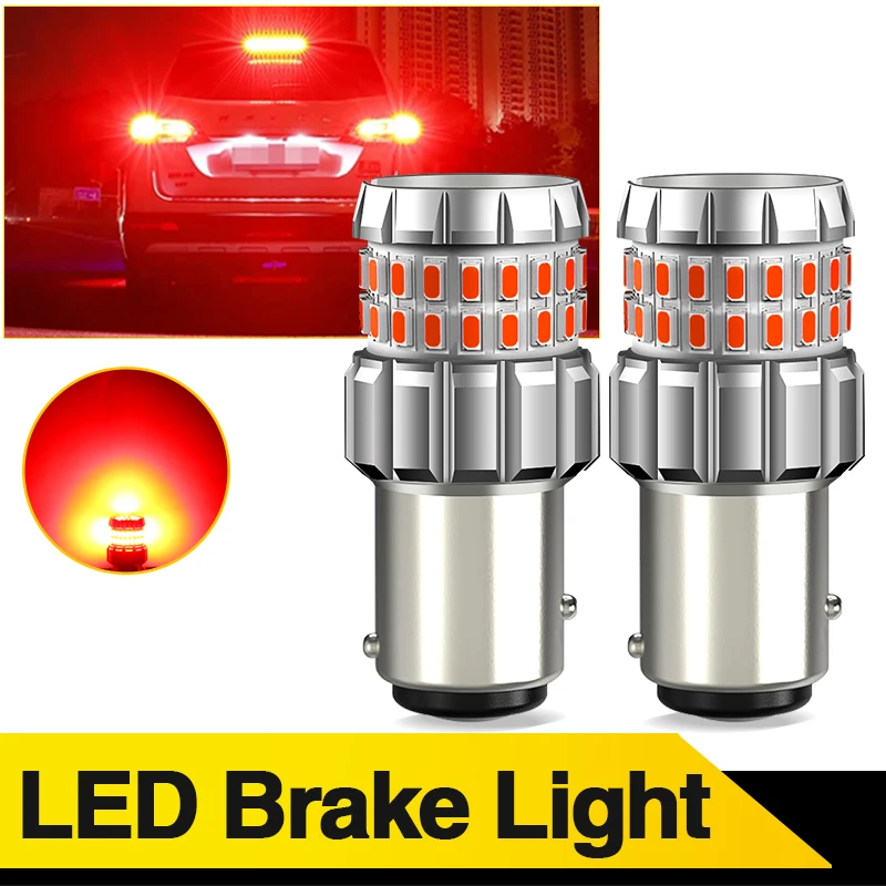 

2PC 1157 P21/5W LED Brake Stop Lights Red Brake Reverse Lamp BAY15D For Toyota Nissan Peugeot Ford Dacia Kia Subaru Opel Citroen