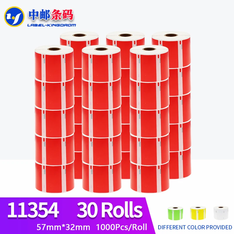 30 Rolls Dymo Generic Red Color 11354 Label 57*32mm 1000Pcs Compatible for LW400 450 450Turbo Seiko SLP 440 Printer