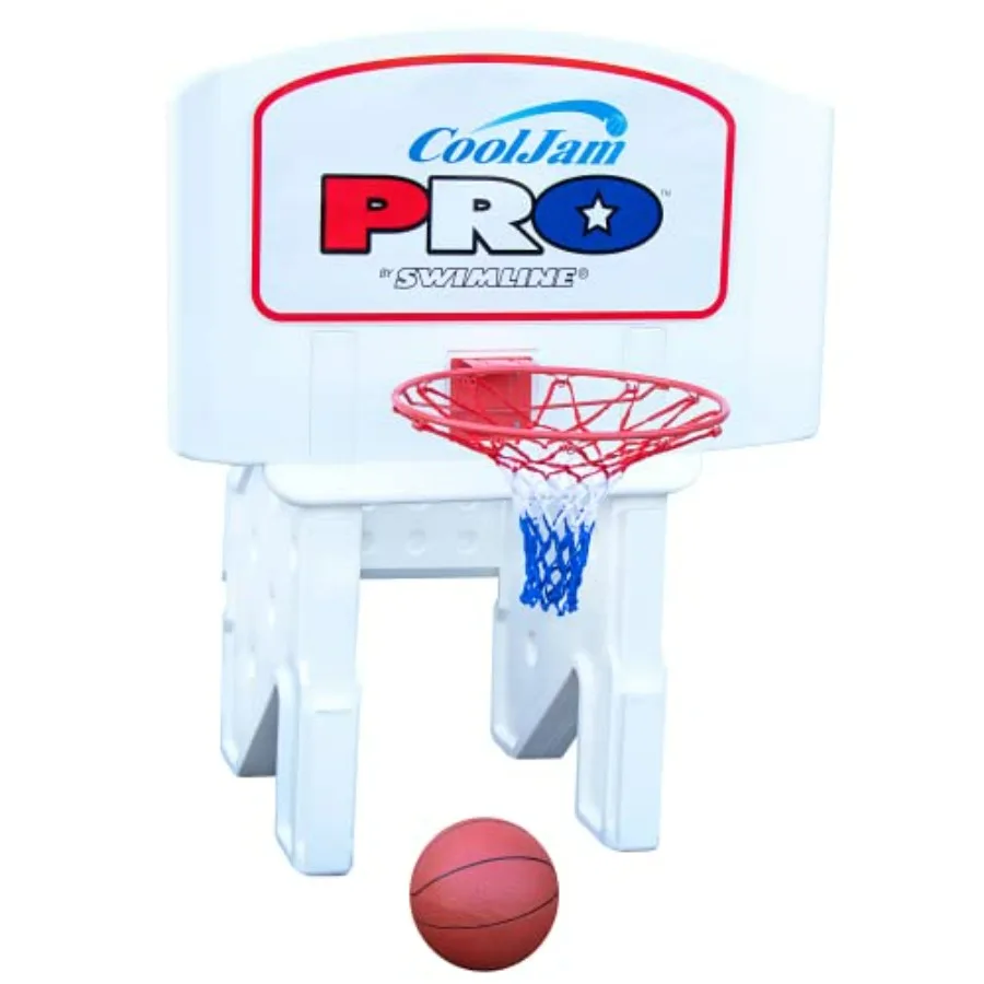 

Poolside basketball game for kids and adults: in-ground, cool jam pro, adjustable backboard height, regulation size ball, durab