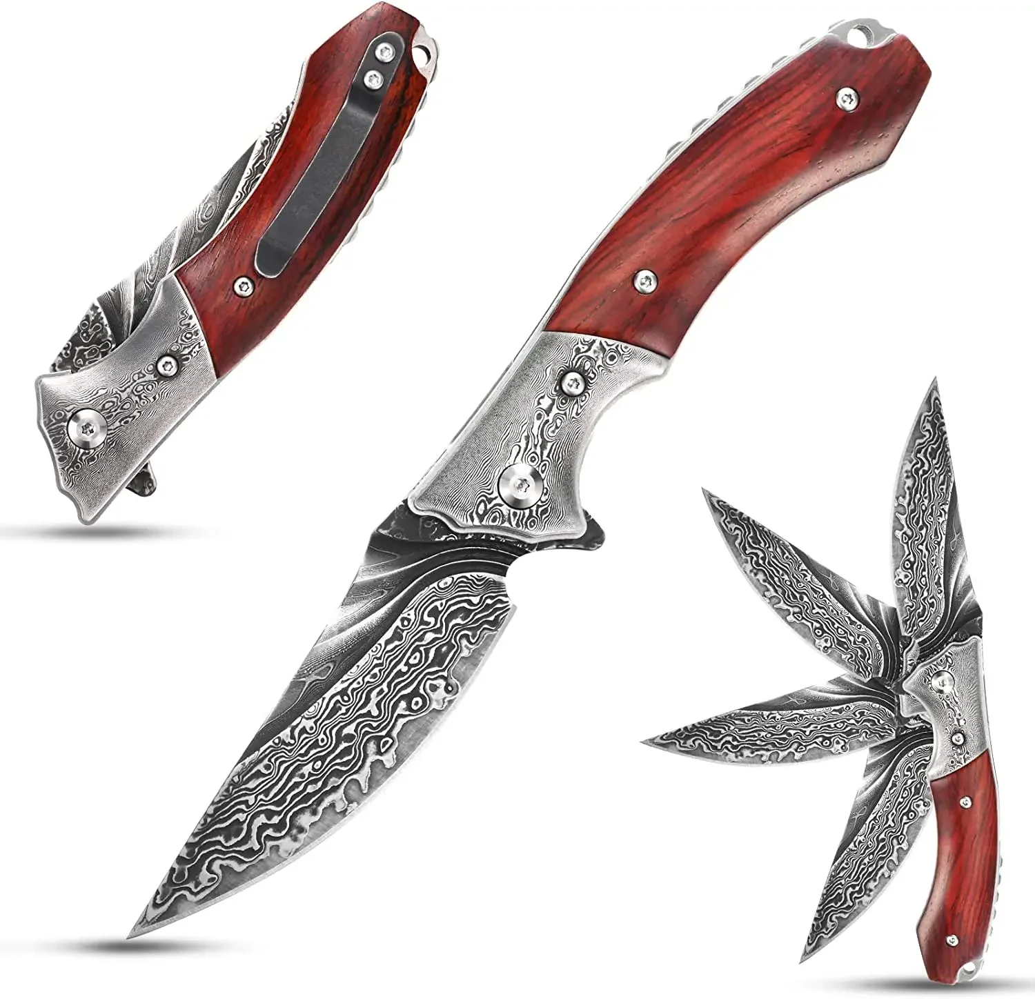 Sitivien ST253  Pocket Folding Knife VG10 Damascus Steel Blade Dalbergia Handle EDC Tool Knifes for Camping Working Collection