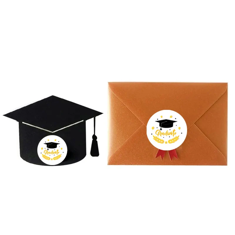 ﻿ ﻿   24 قطعة قبعة التخرج البكالوريوس على شكل ملصقات التسمية الخريجين ديكور ذاتي الصنع هدية ختم تسميات تهنئة غراد حفلة لصالح المورد