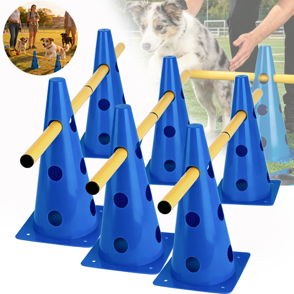 Ensemble d'obstacles d'agilité multi-scènes avec poteaux réglables en hauteur (longueur 100 cm, jusqu'à 23 cm), obstacles d'entraînement et cônes de marquage pour l'agilité canine, les sports pour enfants et l'entraînement équestre