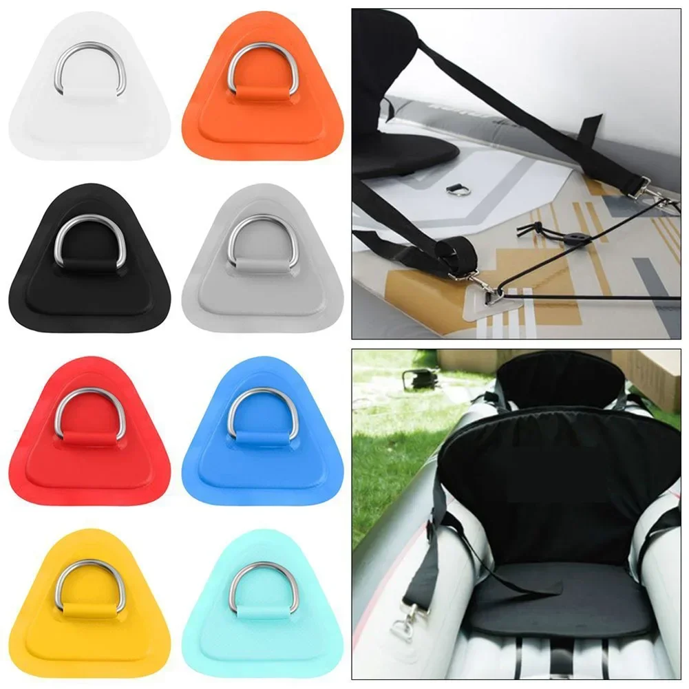 1PC Surfboard Dinghy Boat PVC Patch With Stainless Steel Triangle D Ring Pad/Patch Inflatable Boat Patch Canoe Deck Rigging Sup