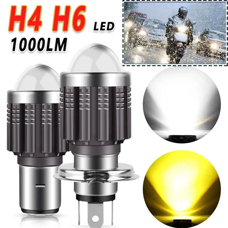 

10000LM H4 LED Motorcycle Headlight H6 BA20D P15D Led CSP Lens White Yellow Hi Lo Beam Motorbike Scooter Running Light