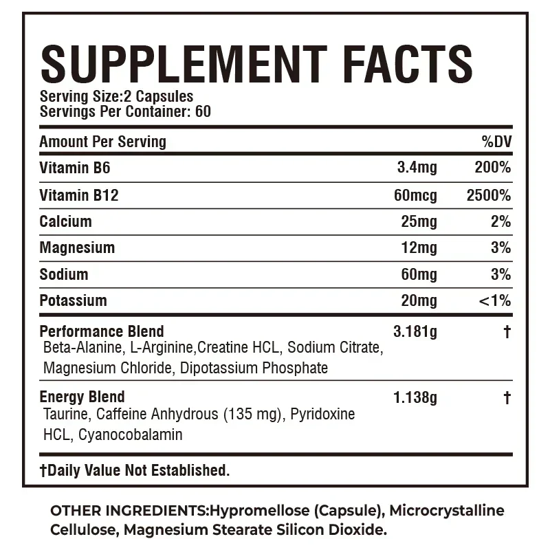 Sport Pre Workout Supplement - Increase Muscle Strength, Improve Athletic Performance, Reduce Fatigue, Muscle Building & Growth