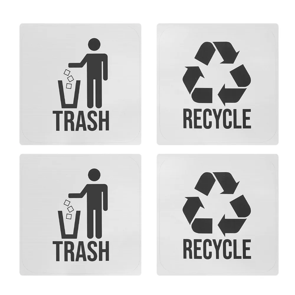 2Set Durable Waterproof Waste Basket Labels Easy To Apply Garbage Bin Labels Recycle Label Sign Outdoor