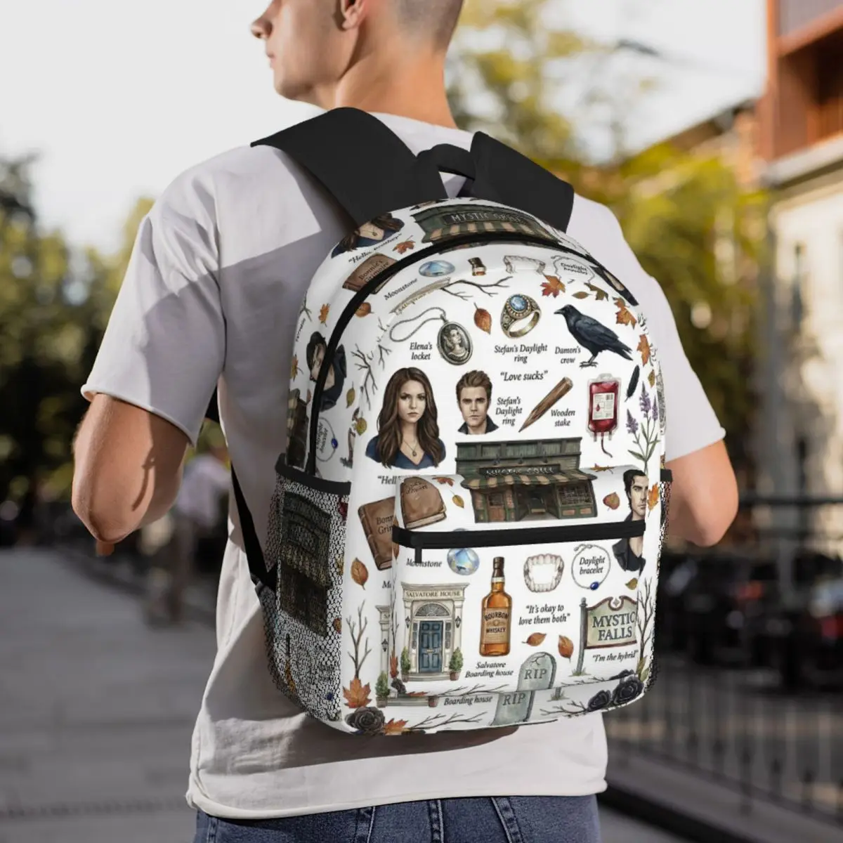 The Vampire Diariese Tv Backpack Daypack Large Capacity Children BookBag School Bag Shoulder Bags for Men Women