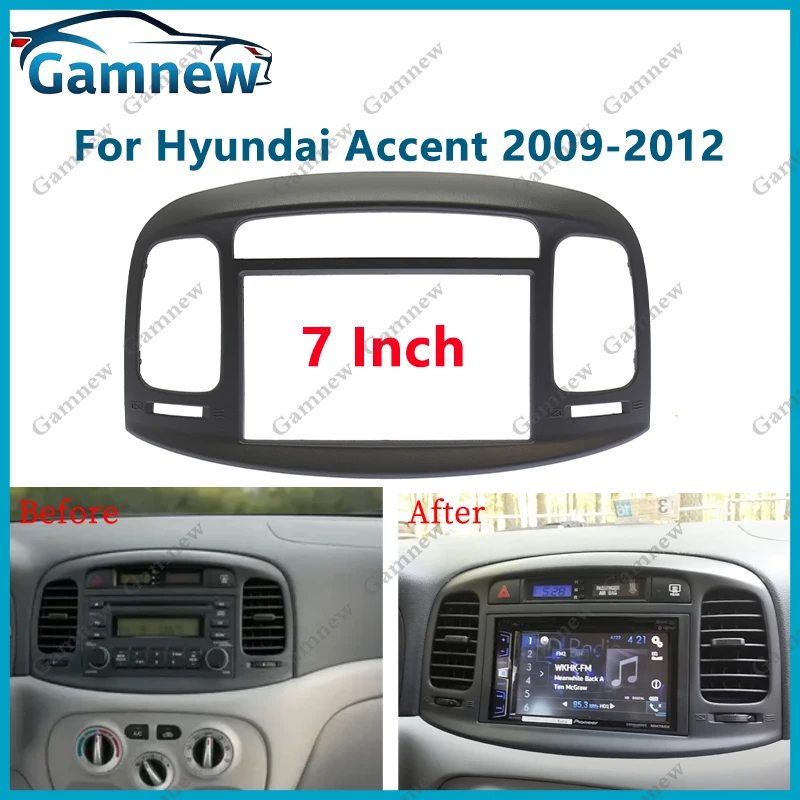 Panel de Radio para Auto de 7 Pulgadas 2DIN para Hyundai Accent 2009-2012, Kit de Marco, Placa Frontal de Instalación