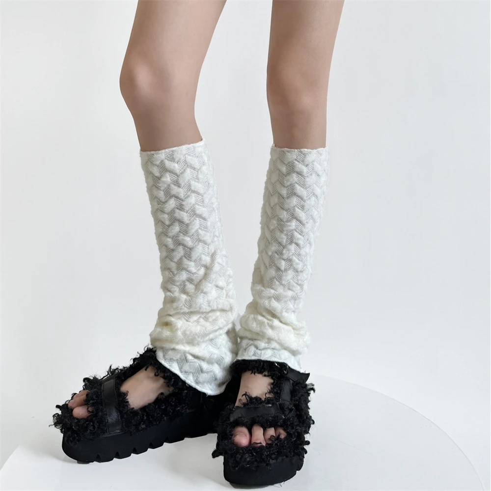 Autumn Hollow Leggings Personality Heart Wave Mesh Pile Socks Women's Japanese Korean JK Lolita Boots Covers Sweet Leg Warmers