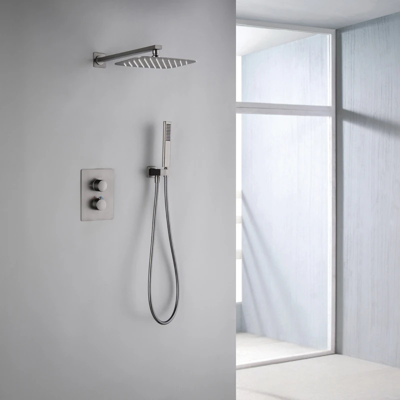 Gunmetal Full Copper Concealed Shower System with Wall Mounted Rainfall Showerhead