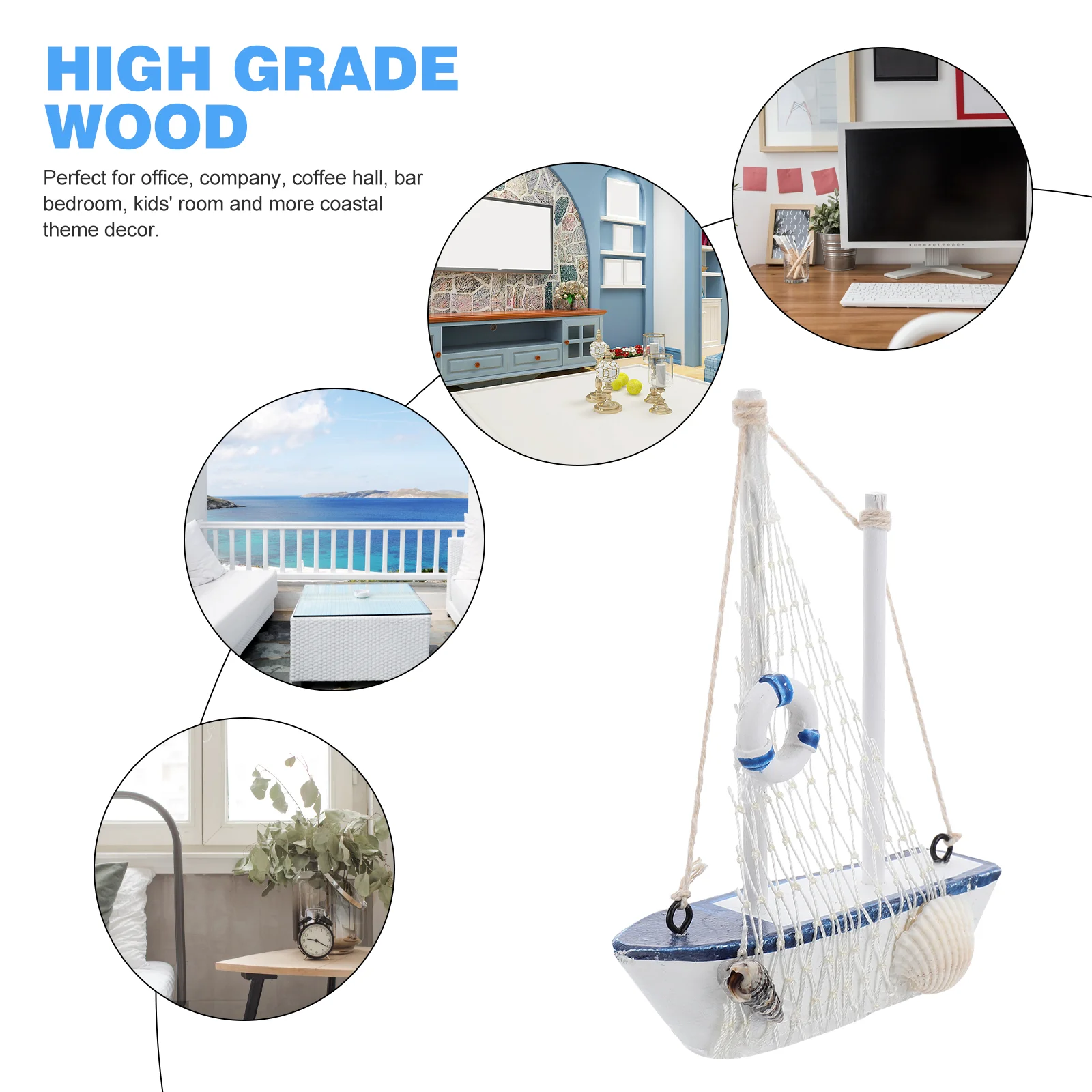 Real Sailboat Sailing Model Toy House Wooden Nautical Decorations for Home Craft