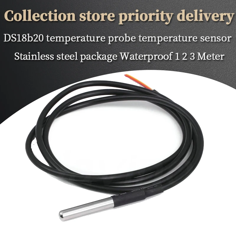 DS18b20 temperature probe temperature sensor 1M 2M 3M DS1820 Stainless steel package Waterproof 18B20 100cm/200cm/300cm