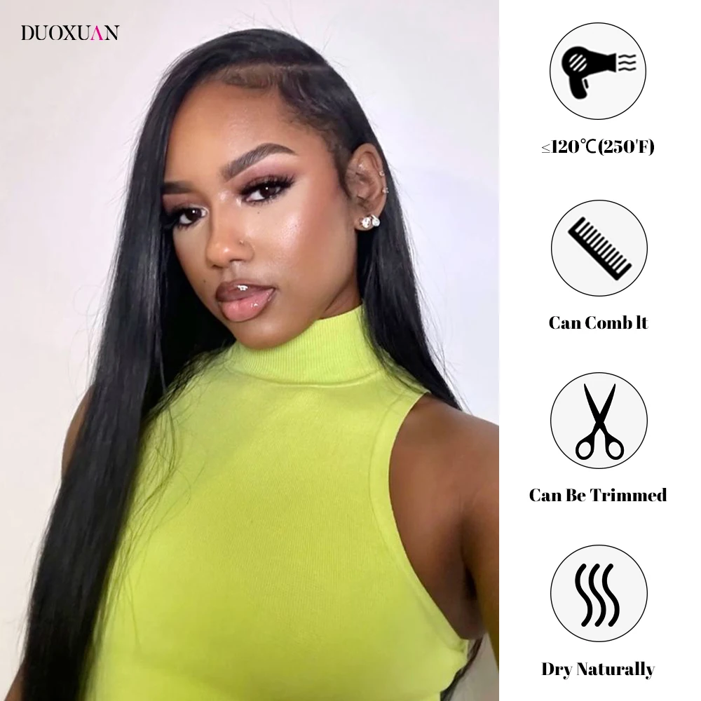 Silky Straight Human Hair Wigs 100% Human Hair Wigs Women Transparent Lace Wig Brazilian Straight Natural Color Wigs 200 Density