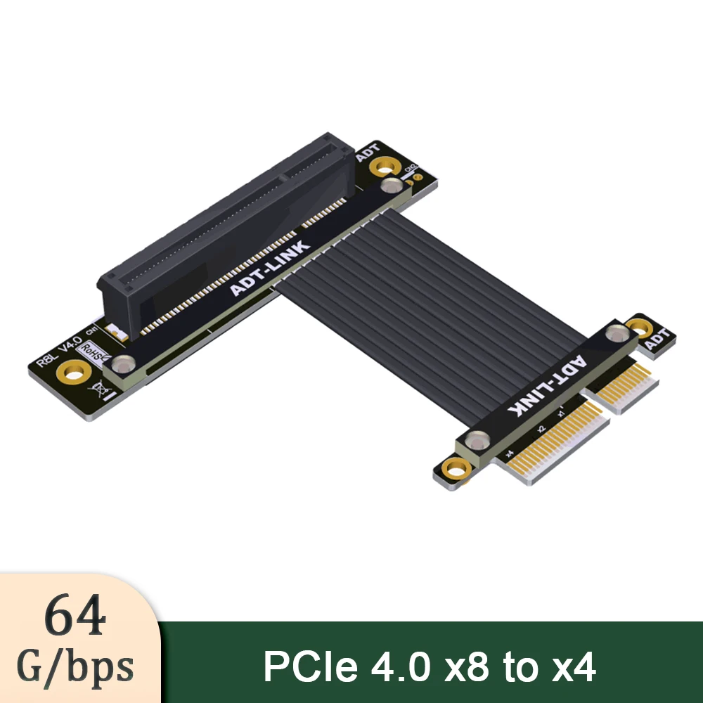 ADT High-Speed PCI-E 4.0 X4 Extension Cable Transfer 8x 4x 1U with Rotation Feature for Enhanced Stability