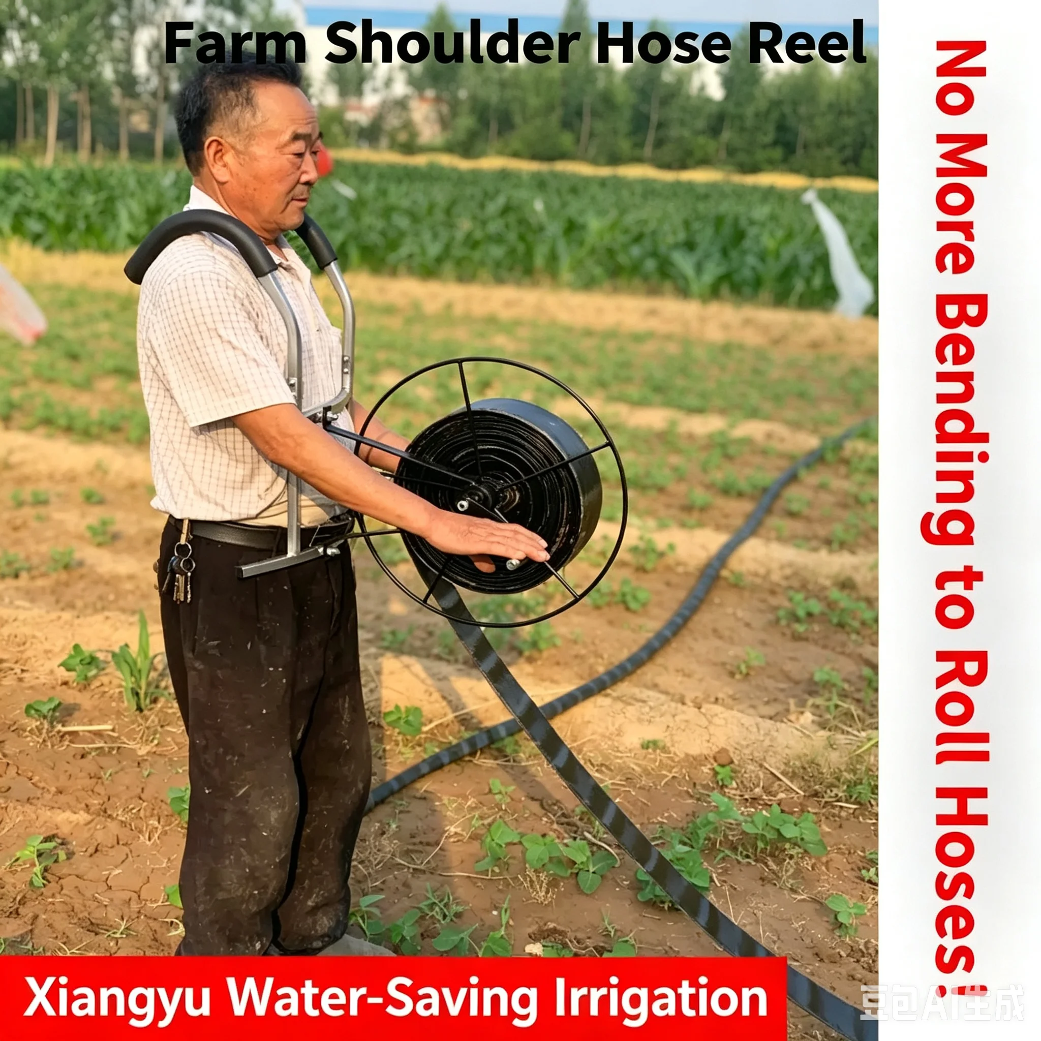 Backpack Hose Reel Hand Crank Water Pipe Winder Farm Irrigation Hose Storage Rack Portable Fire Hose Retractor For Field Waterin