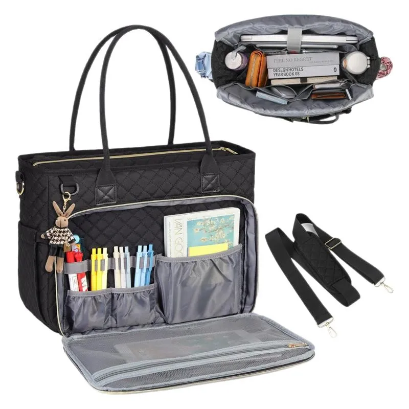 

LBS Laptop Tote Nurse Professional Computer Messenger with Insulated Pocket, Laptop Briefcase for Office, College, Dark Purple